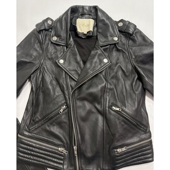 Maje Leather Jacket in Black - Picture 4 of 8